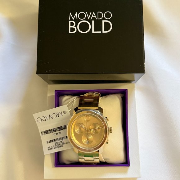 Movado Other - Movado Bold Trend propel Chrono Gold Tone Steel Case & Band Men's Watch 3601042
